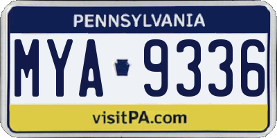 PA license plate MYA9336