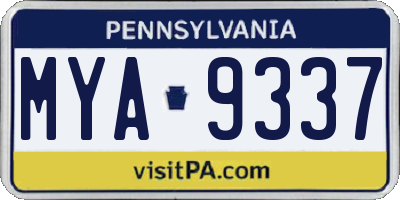 PA license plate MYA9337