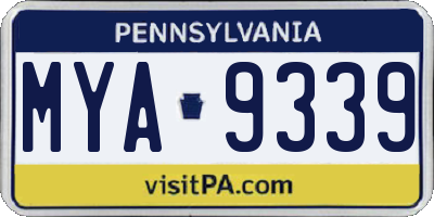 PA license plate MYA9339