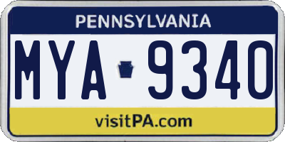 PA license plate MYA9340