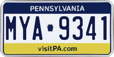 PA license plate MYA9341