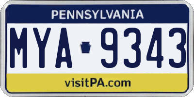 PA license plate MYA9343