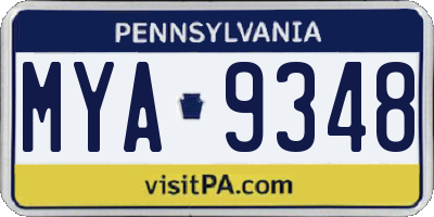 PA license plate MYA9348