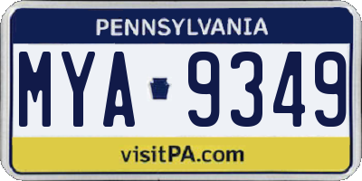 PA license plate MYA9349