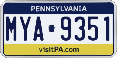 PA license plate MYA9351