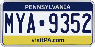 PA license plate MYA9352