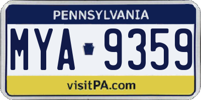 PA license plate MYA9359