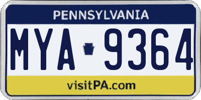 PA license plate MYA9364