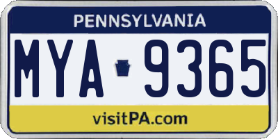 PA license plate MYA9365