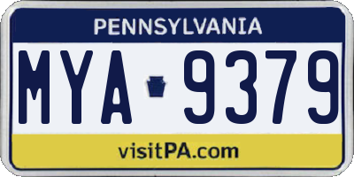PA license plate MYA9379
