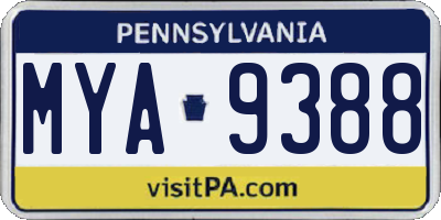 PA license plate MYA9388