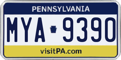 PA license plate MYA9390