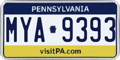 PA license plate MYA9393