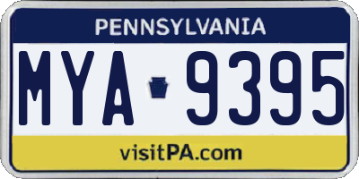 PA license plate MYA9395