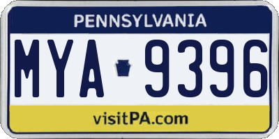 PA license plate MYA9396