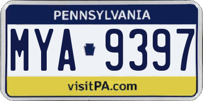 PA license plate MYA9397