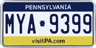 PA license plate MYA9399