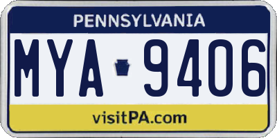 PA license plate MYA9406