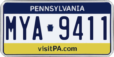 PA license plate MYA9411