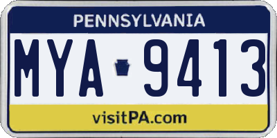 PA license plate MYA9413