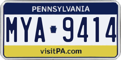 PA license plate MYA9414