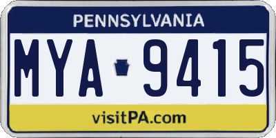 PA license plate MYA9415