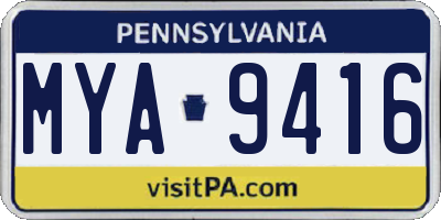 PA license plate MYA9416