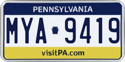 PA license plate MYA9419