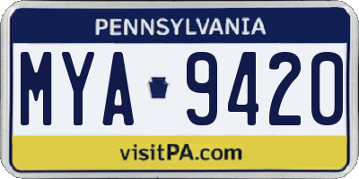 PA license plate MYA9420