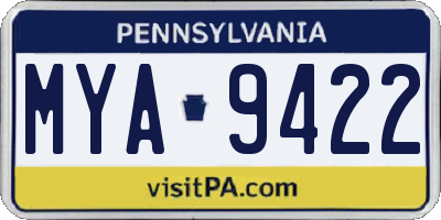 PA license plate MYA9422