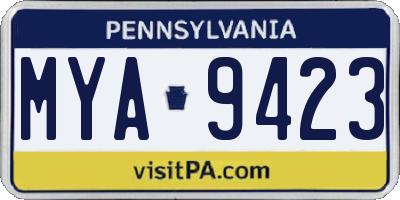 PA license plate MYA9423