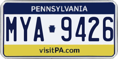 PA license plate MYA9426
