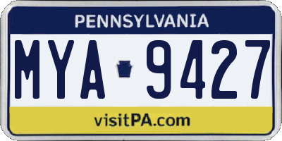 PA license plate MYA9427