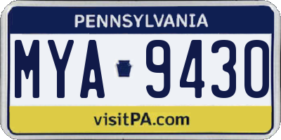 PA license plate MYA9430