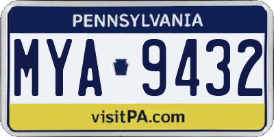 PA license plate MYA9432