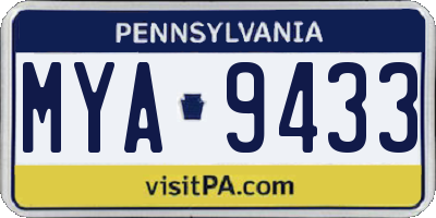 PA license plate MYA9433