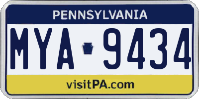 PA license plate MYA9434