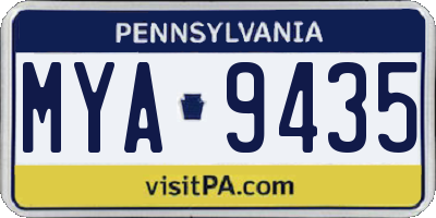 PA license plate MYA9435
