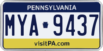 PA license plate MYA9437