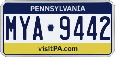 PA license plate MYA9442