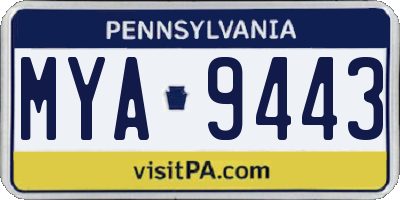 PA license plate MYA9443