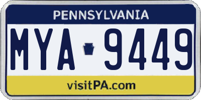 PA license plate MYA9449