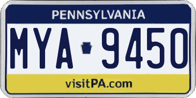 PA license plate MYA9450