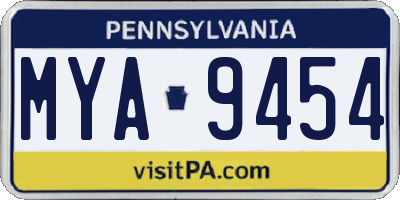 PA license plate MYA9454