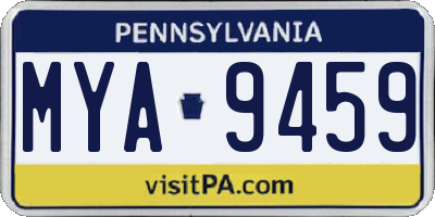 PA license plate MYA9459