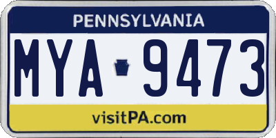 PA license plate MYA9473