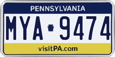 PA license plate MYA9474