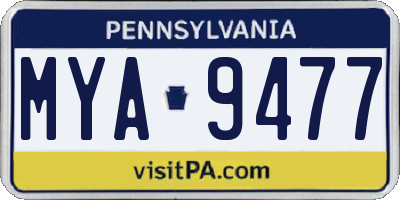 PA license plate MYA9477