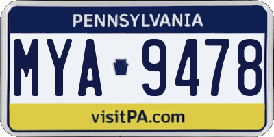 PA license plate MYA9478