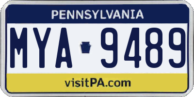 PA license plate MYA9489